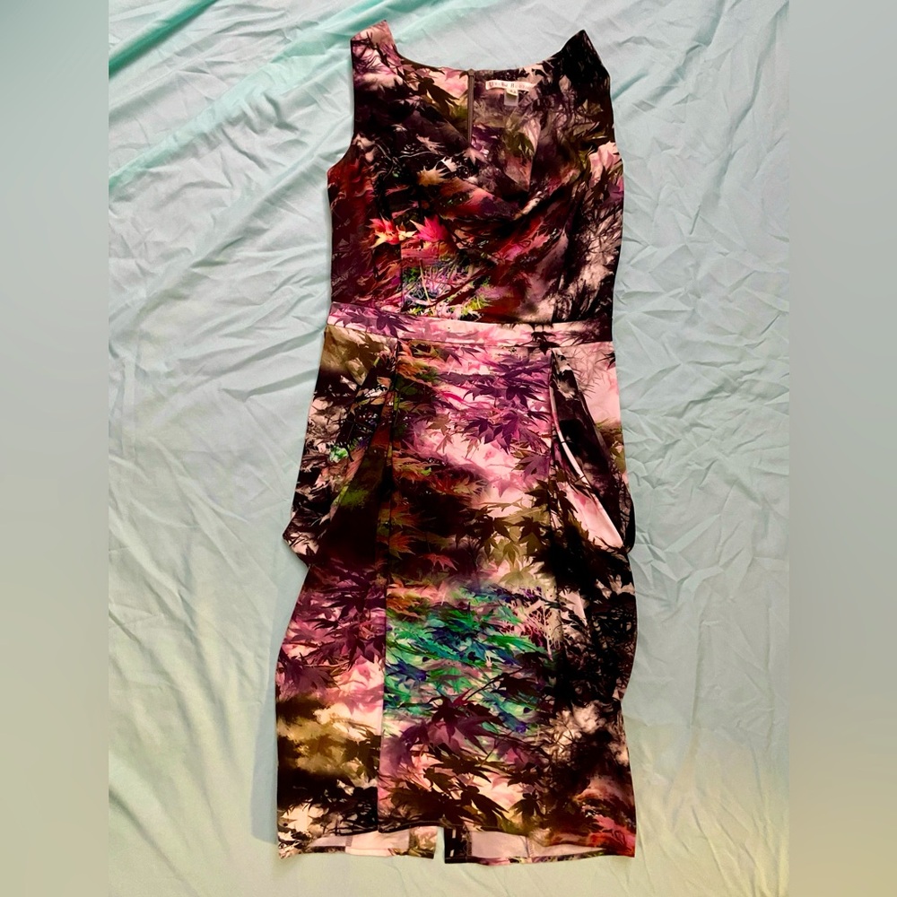 Uttam London Purple/Grey Floral Dress, Small